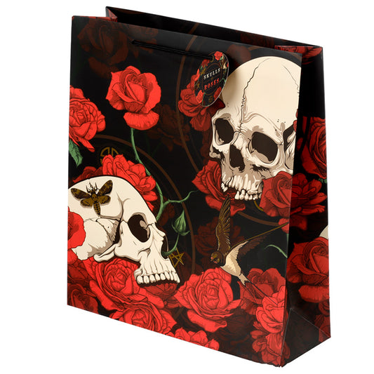 Skulls and Roses Red Roses Extra Large Gift Bag