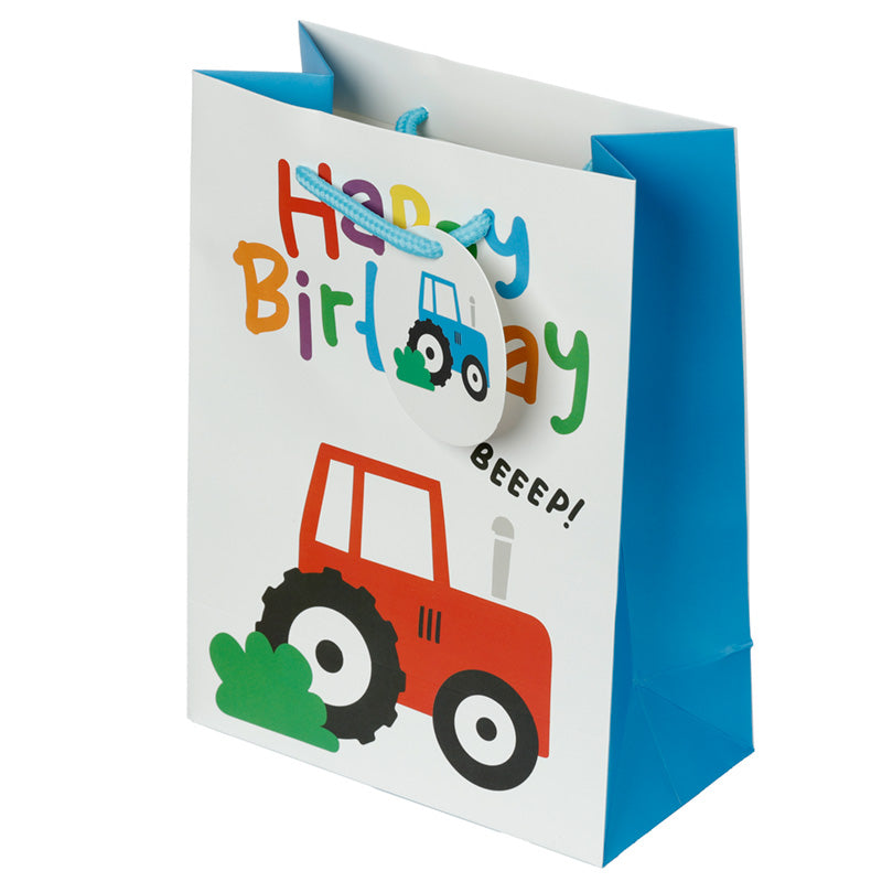 Happy Birthday Little Tractors Medium Gift Bag