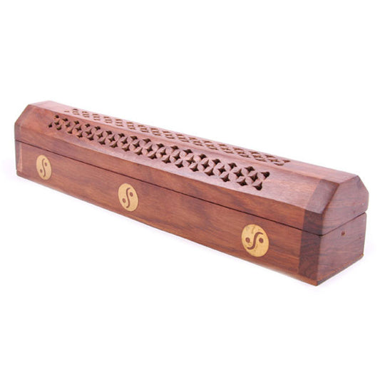 Decorative Sheesham Wood Box with Yin Yang Inlay