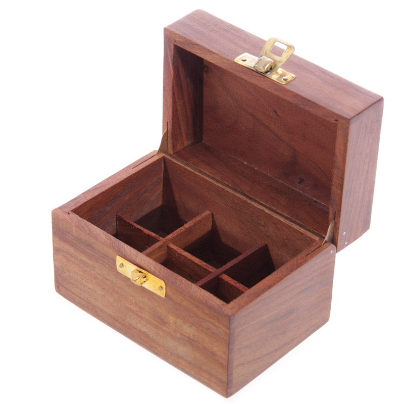 Decorative Sheesham Wood Floral Compartment Box Small