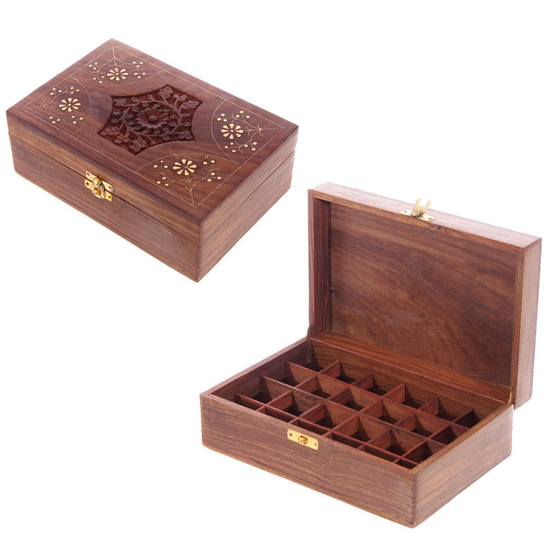 Decorative Sheesham Wood Floral Compartment Box Large