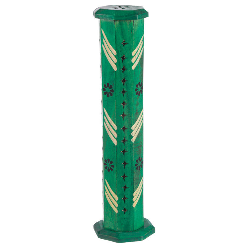 Decorative Flower Fretwork Wooden Tower Incense Burner Box