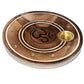 Mango Wood Round Om Ashcatcher Incense Sticks  and  Cones Burner