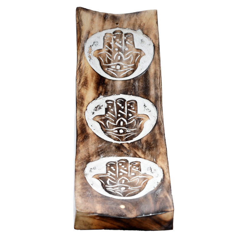 Mango Wood Hamsa Ashcatcher Incense Sticks Burner