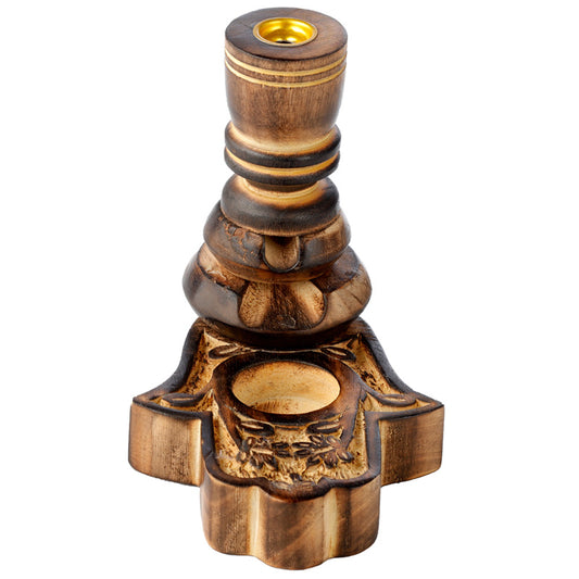 Garden Carved Mango Wood Backflow Incense Burner - Hamsa