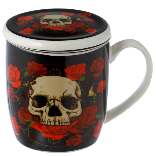 Porcelain Mug  and  Infuser Set - Skulls and Roses