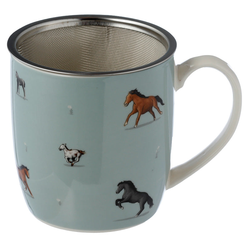 Porcelain Mug  and  Infuser Set - Down on the Farm Horses