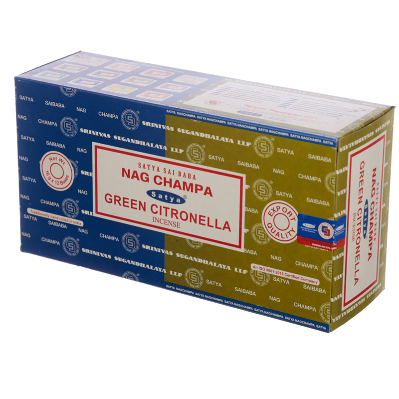 Satya Incense Sticks - Nag Champa  and  Green Citronella