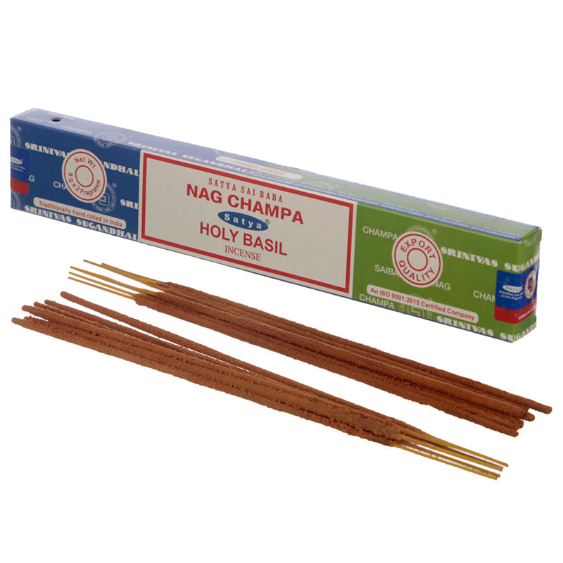 Satya Incense Sticks - Nag Champa  and  Holy Basil