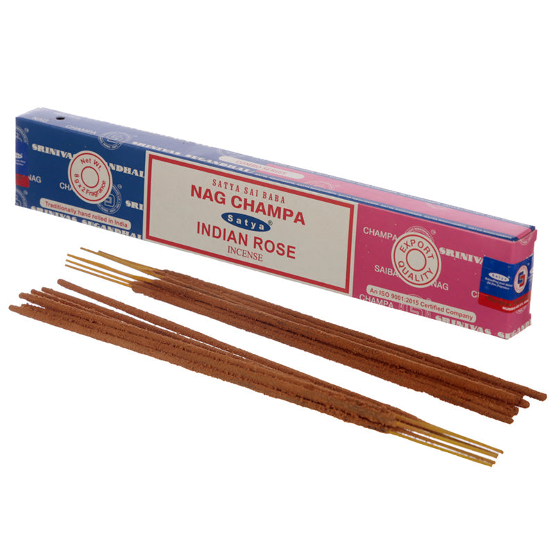Satya Incense Sticks - Nag Champa  and  Indian Rose