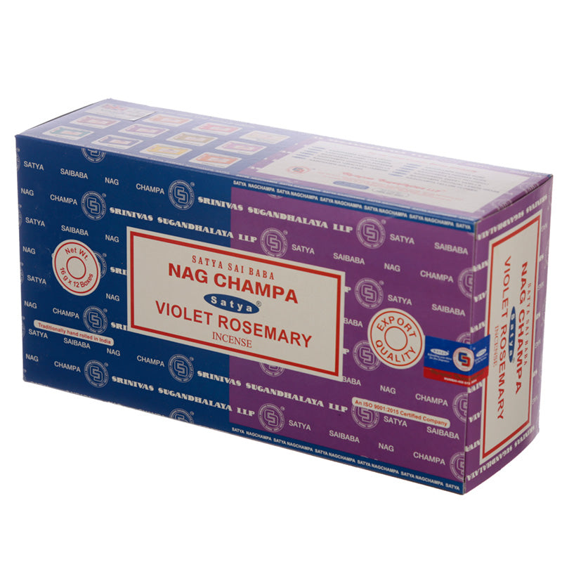 Satya Incense Sticks - Nag Champa  and  Violet Rosemary