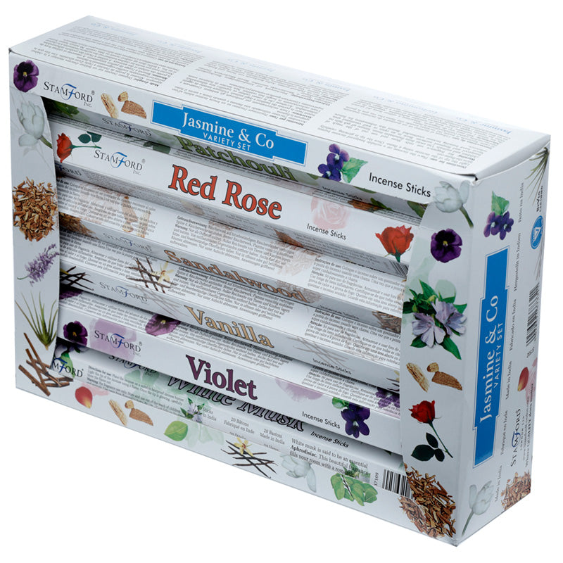 37332 Stamford Hex Incense Sticks 12 Pack Variety Set - Jasmine  and  Co