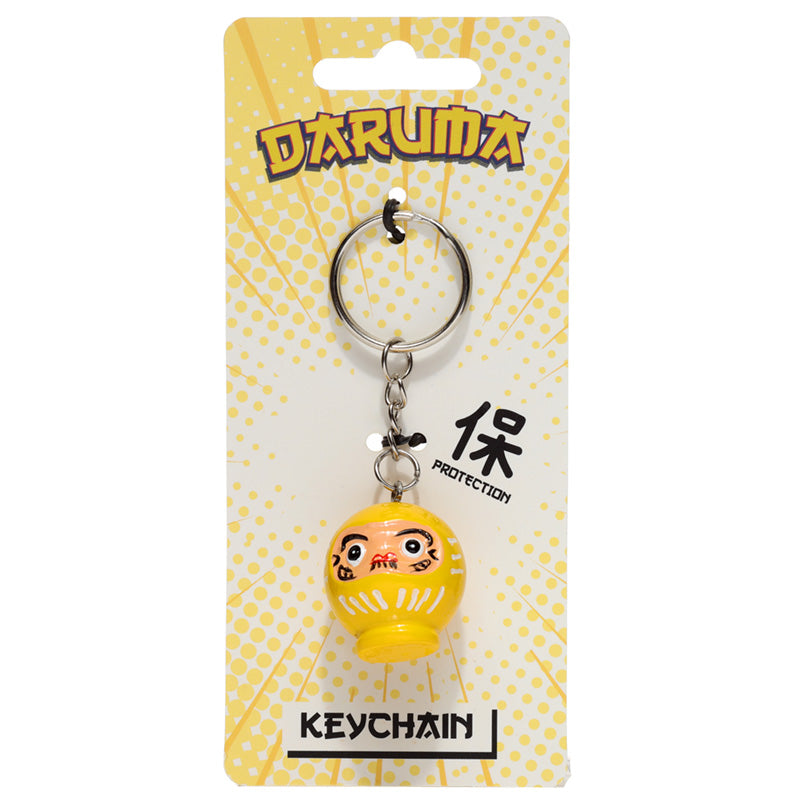 Novelty Collectable Yellow Japanese Daruma Doll Keyring