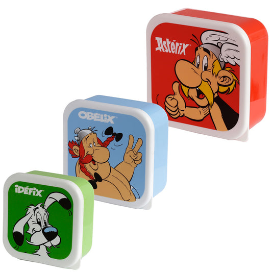 Lunch Boxes Set of 3 (M/L/XL) - Asterix, Obelix  and  Dogmatix (Idefix)