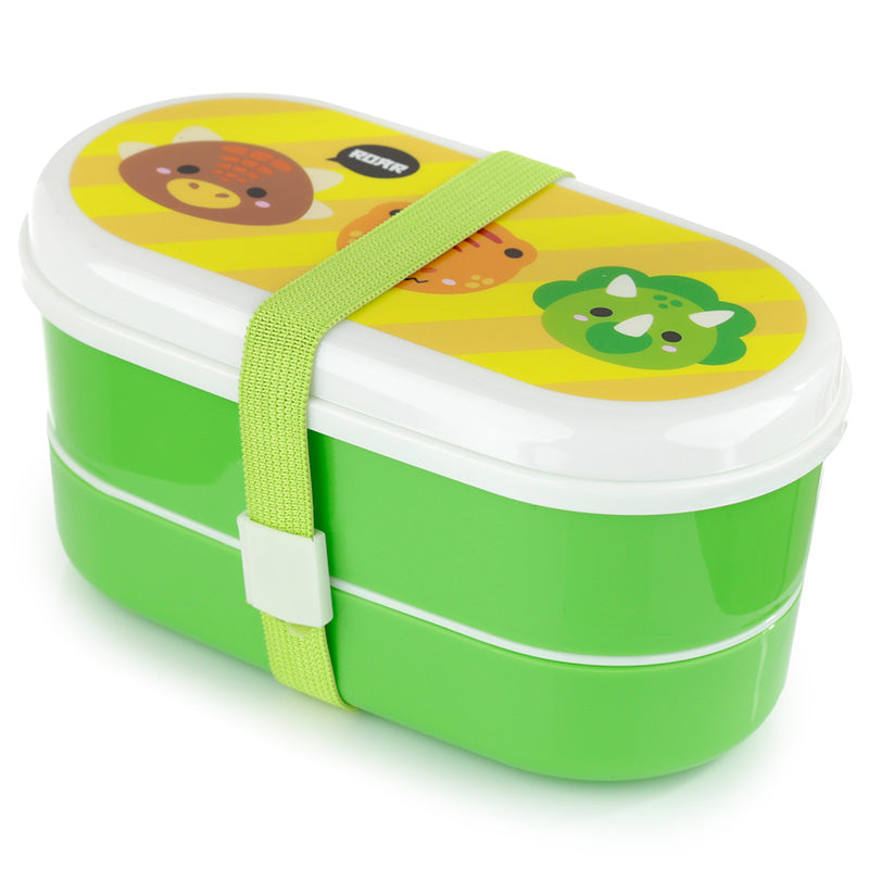 Bento Lunch Box with Fork  and  Spoon - Adoramals Dinosaur