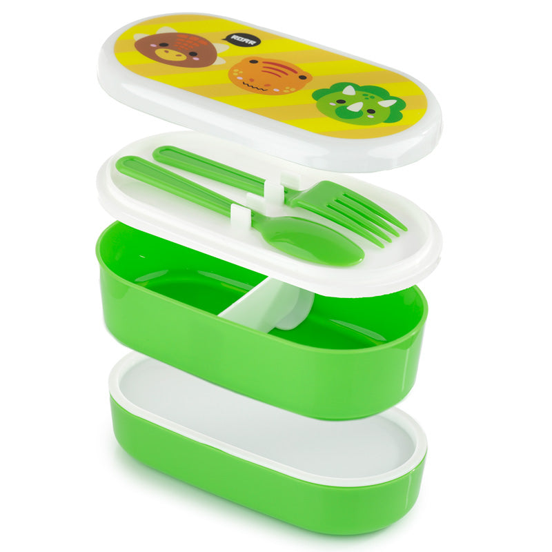 Bento Lunch Box with Fork  and  Spoon - Adoramals Dinosaur