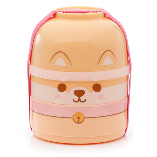 Bento Round Stacked Lunch Box  - Shiba Inu Dog