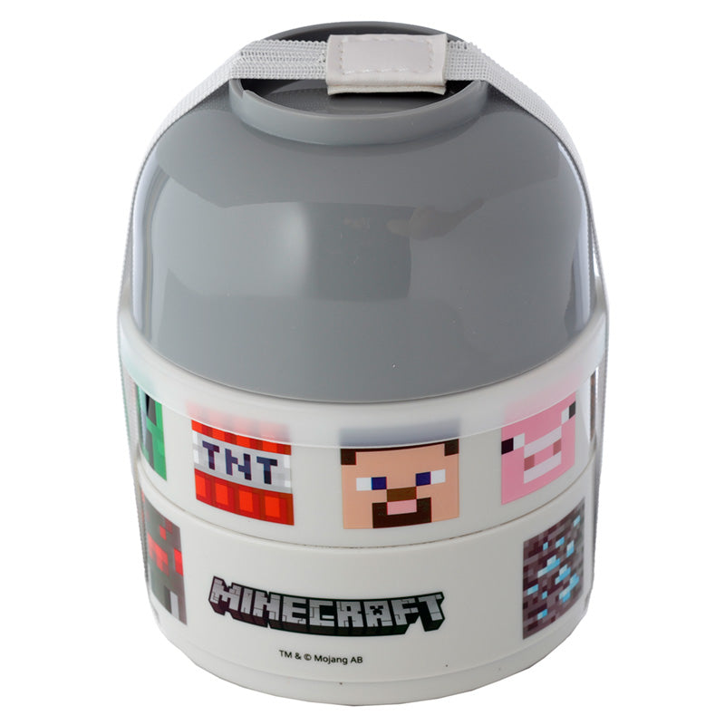 Bento Round Stacked Lunch Box  - Minecraft Faces