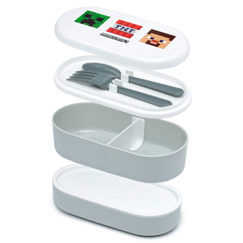 Bento Lunch Box with Fork  and  Spoon - Minecraft Faces