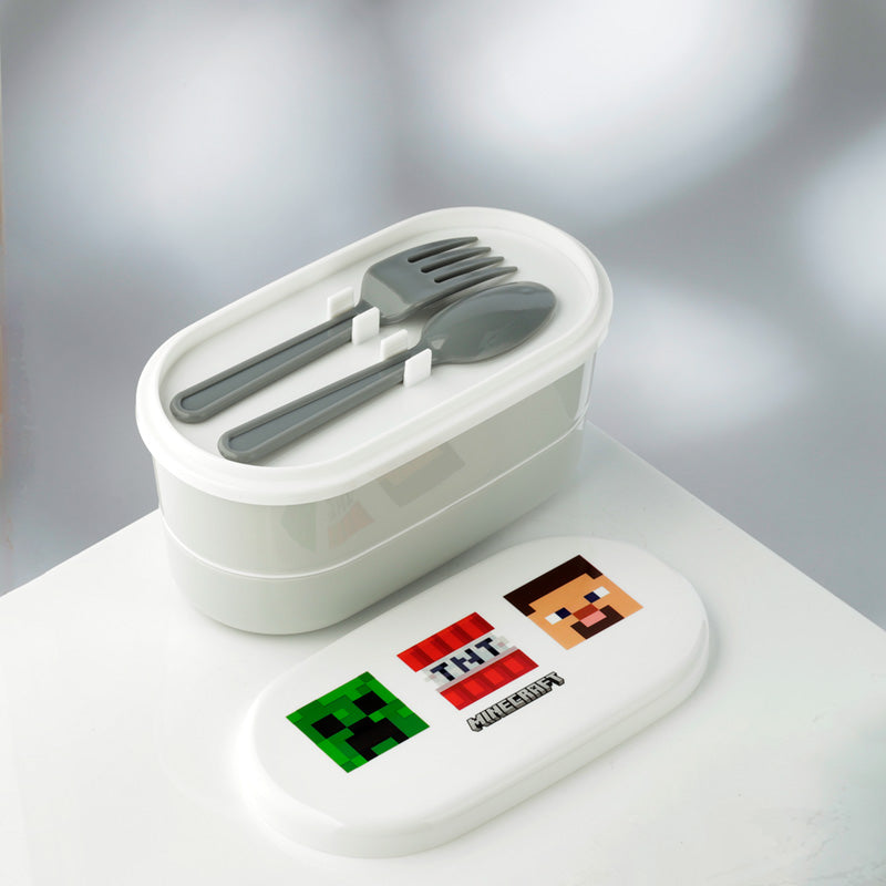 Bento Lunch Box with Fork  and  Spoon - Minecraft Faces