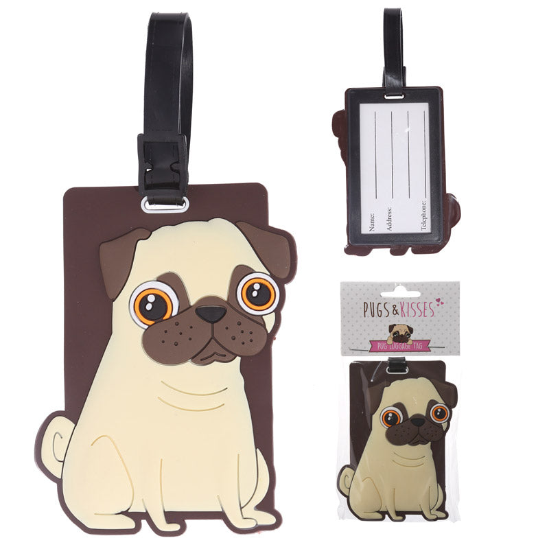 Fun Novelty Pug Design PVC Luggage Tag