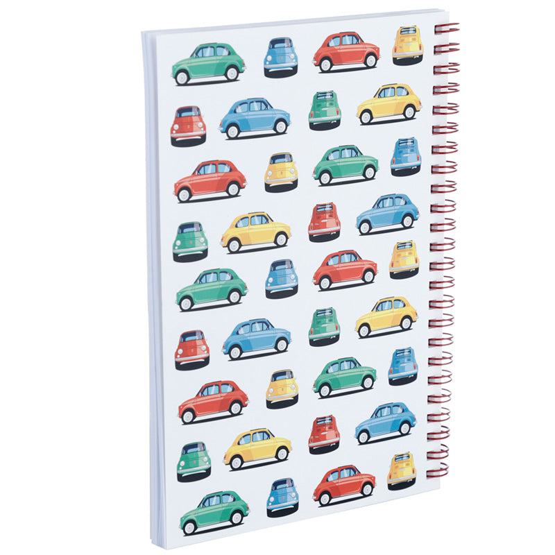 Spiral Bound A5 Lined Notebook - Retro Fiat 500