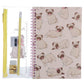 Ring Bound Notepad  and  Pencil Case 6 Piece Stationery Set - Mopps Pug