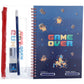 Ring Bound Notepad  and  Pencil Case 6 Piece Stationery Set - Game Over