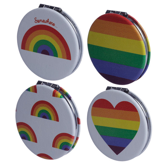 Leatherette Compact Mirror - Somewhere Rainbow