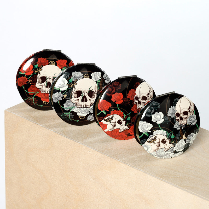 Compact Mirror - Skulls and Roses