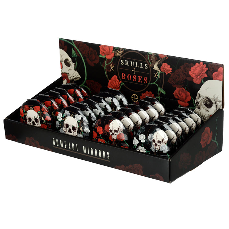 Compact Mirror - Skulls and Roses