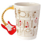 Novelty Guitar Shaped Handle Ceramic Mug