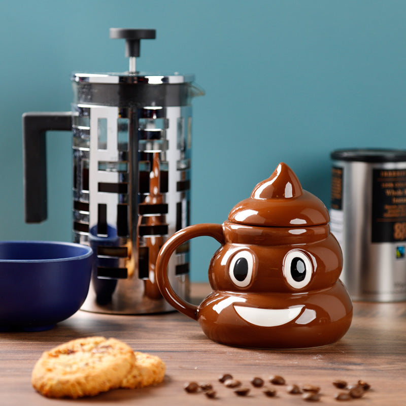 Fun Collectable Ceramic Poop with Lid Emotive Mug