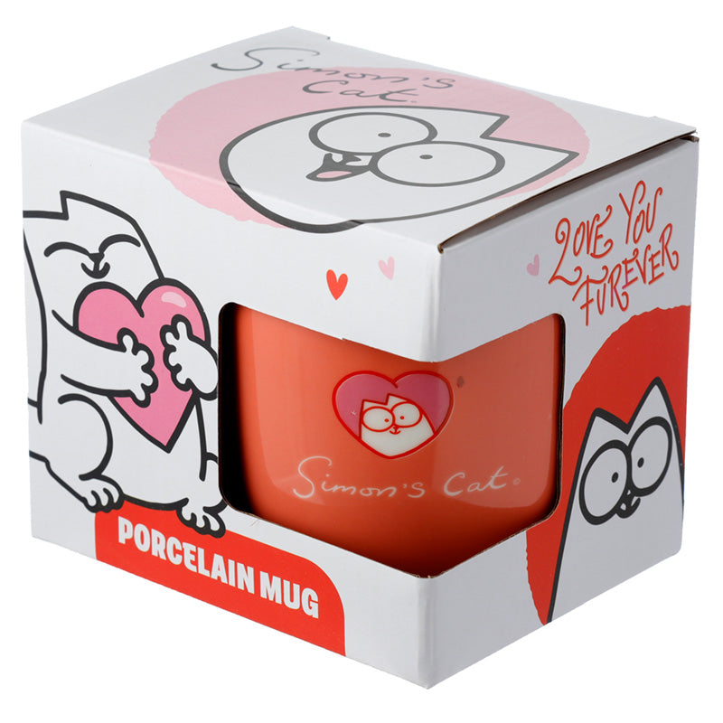 Porcelain Mug - Red Meow  and  You Valentine's Simon's Cat Porcelain Mug