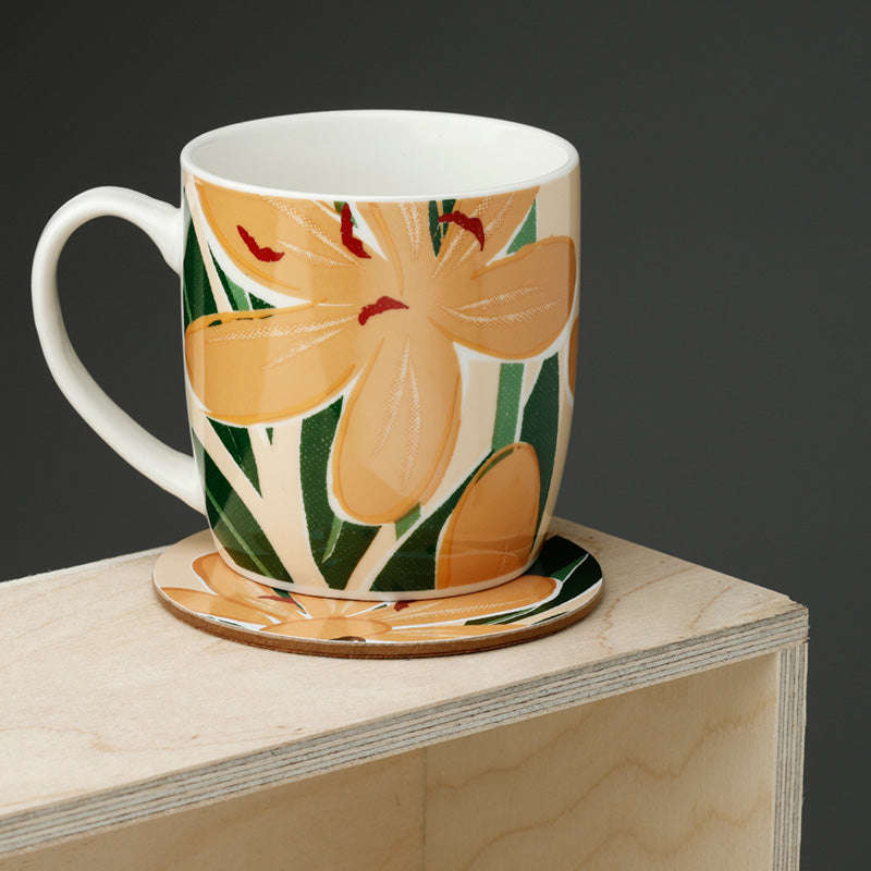 Porcelain Mug and Coaster Gift Set - Florens Hesperantha