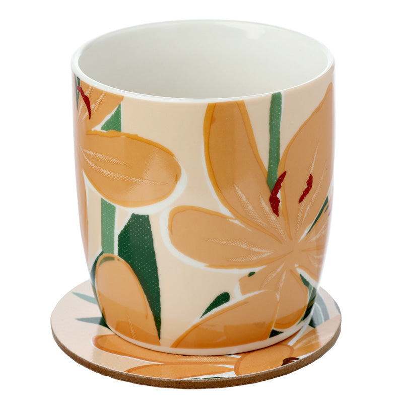 Porcelain Mug and Coaster Gift Set - Florens Hesperantha