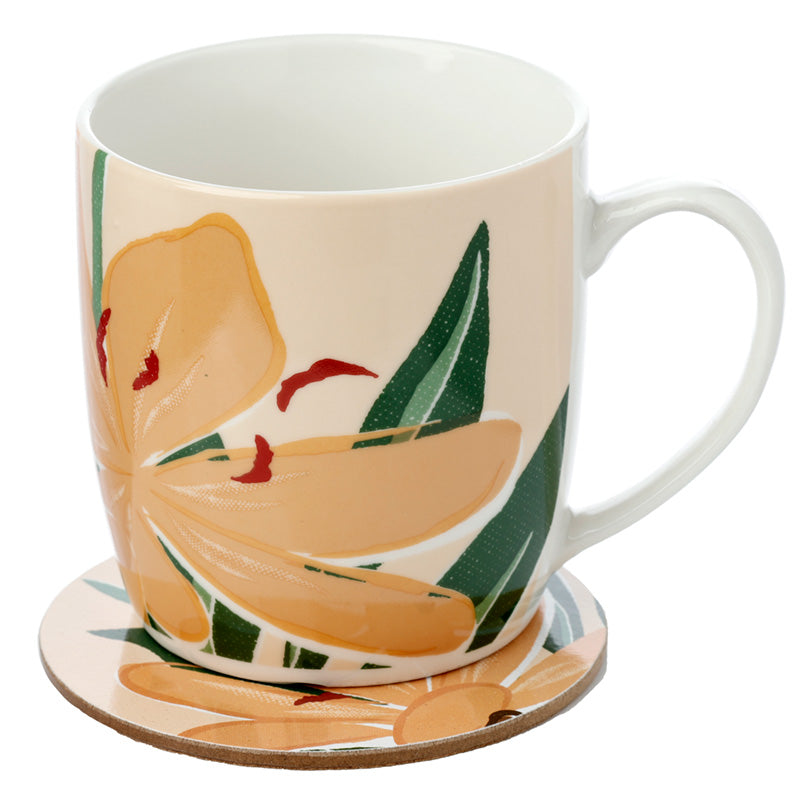 Porcelain Mug and Coaster Gift Set - Florens Hesperantha