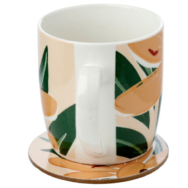 Porcelain Mug and Coaster Gift Set - Florens Hesperantha