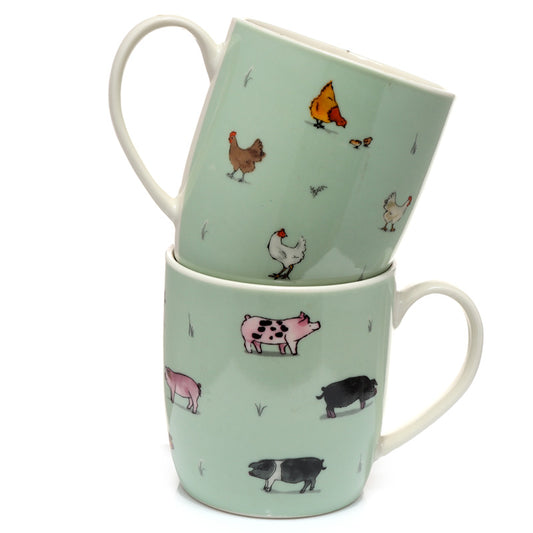 Set of 2 Porcelain Mugs - Willow Farm