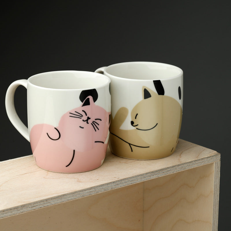 Set of 2 Porcelain Mugs - Cat's Life