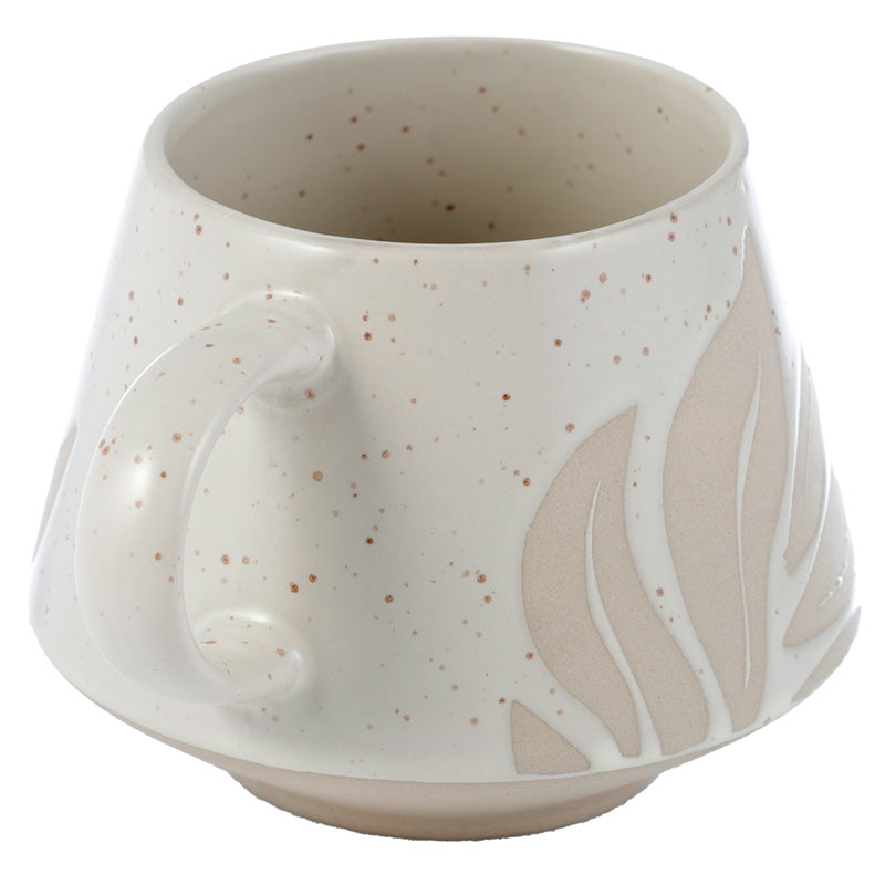 Stoneware Mug Cream Glaze Relief - Florens Hesperantha
