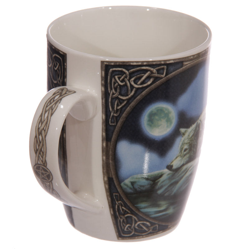 Fantasy Wolf Lake Design Porcelain Mug