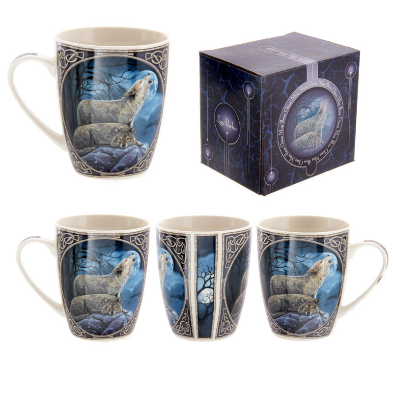 Fantasy Howling Wolf Design Porcelain Mug