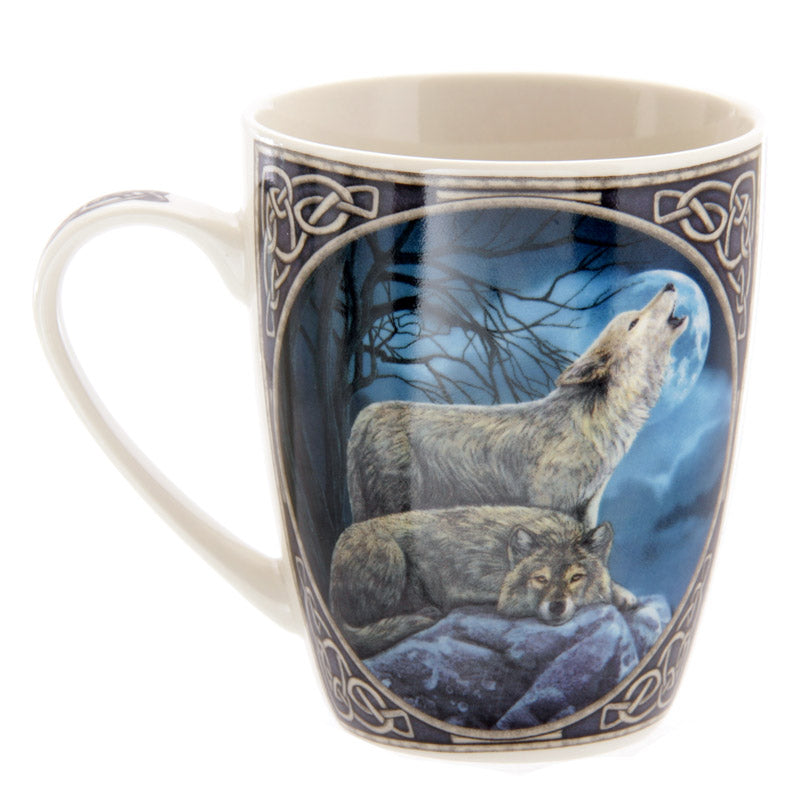 Fantasy Howling Wolf Design Porcelain Mug