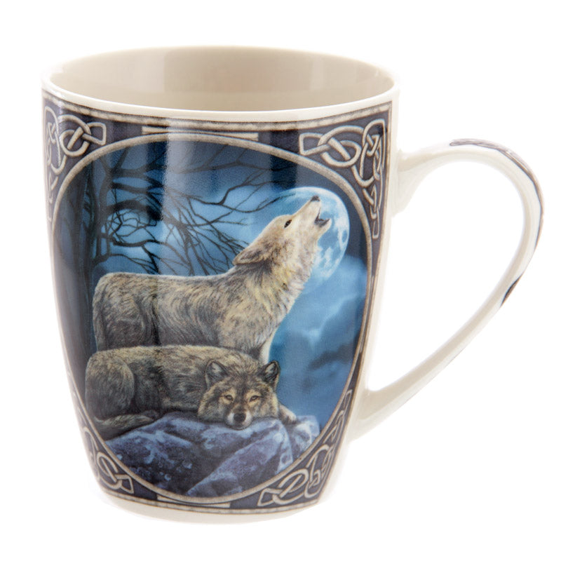 Fantasy Howling Wolf Design Porcelain Mug