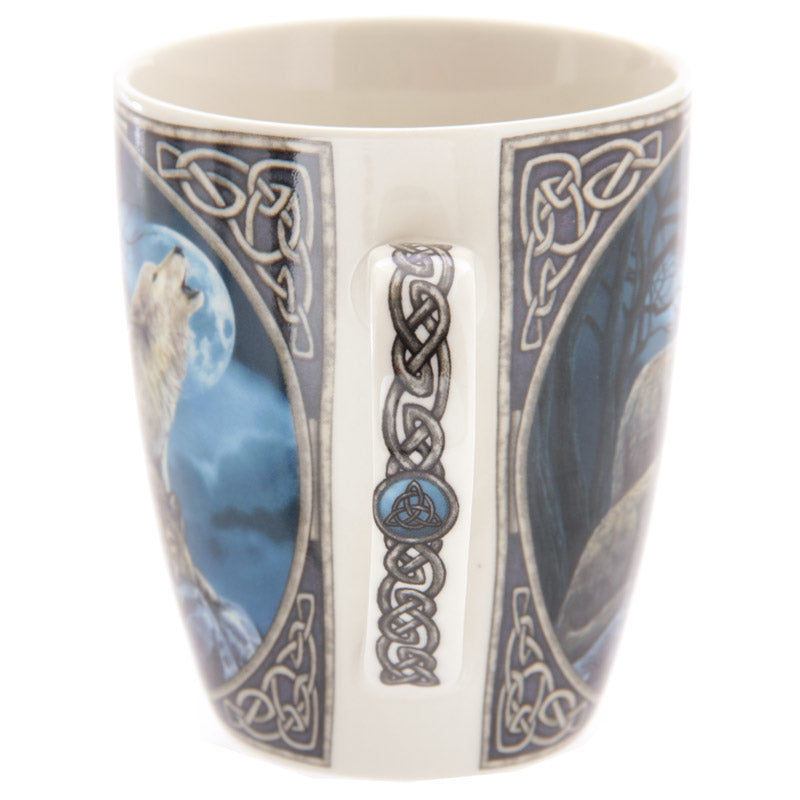 Fantasy Howling Wolf Design Porcelain Mug