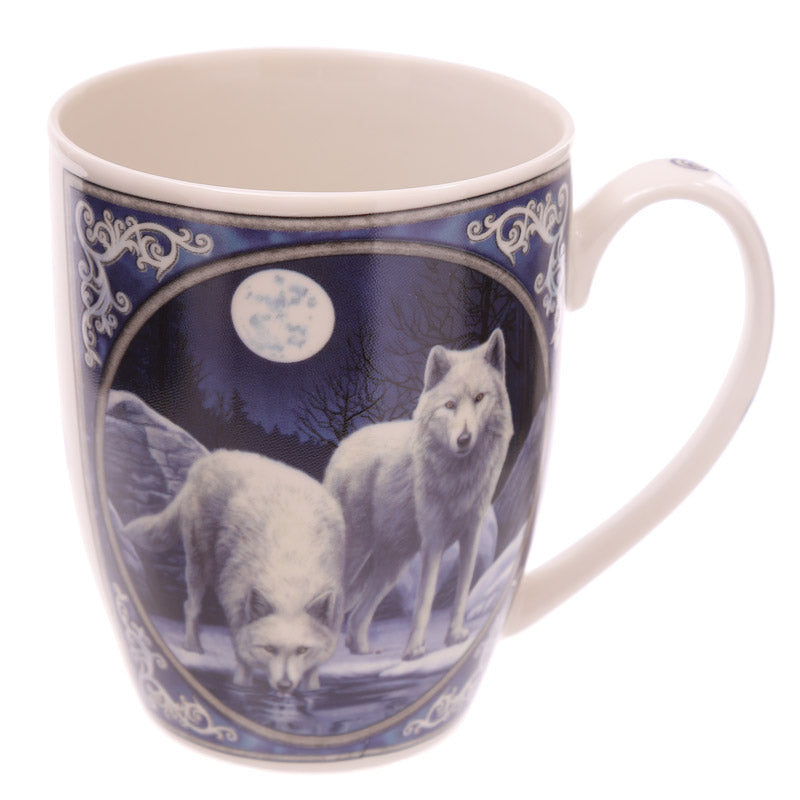 Fantasy Winter Warrior Wolf Design Porcelain Mug