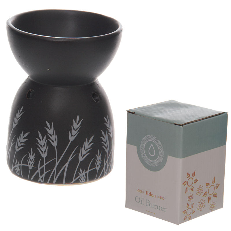 Decorative Ceramic Black and White Grass Design Oil  and  Wax Burner