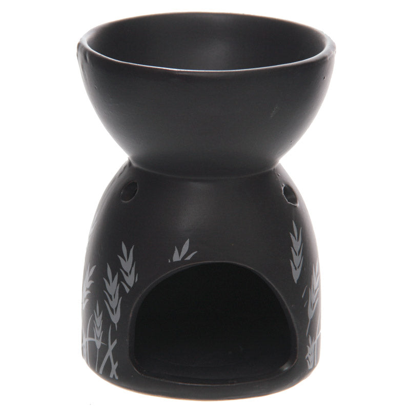 Decorative Ceramic Black and White Grass Design Oil  and  Wax Burner