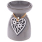 Ceramic Oil Burner - Wooden Heart Motif